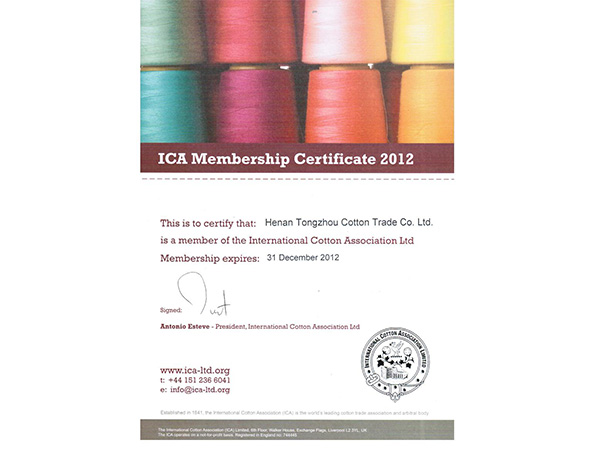 ICA membership certificate